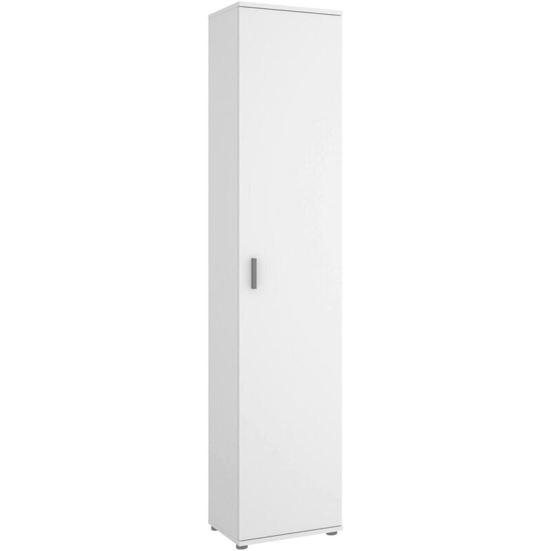 Dmora - Colonne de salle de bain Lagalb, Unité murale de salle de bain, Armoire polyvalente haute avec 1 porte, 39x35h190 cm, Blanc, avec emballage