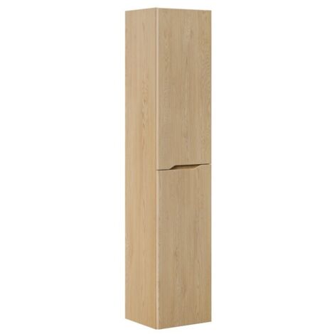Colonne de salle de bain NATURA – 2 portes – Chêne clair – L35 × P33 × H170 cm – À suspendre