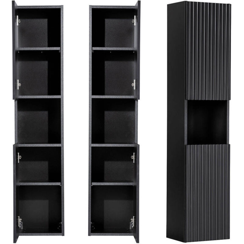 Colonne de salle de bain Newport avec 2 portes 140 x 30 x 25 cm noir [en.casa]