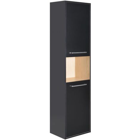 Colonne de salle de bain noir à suspendre 165cm NIKA