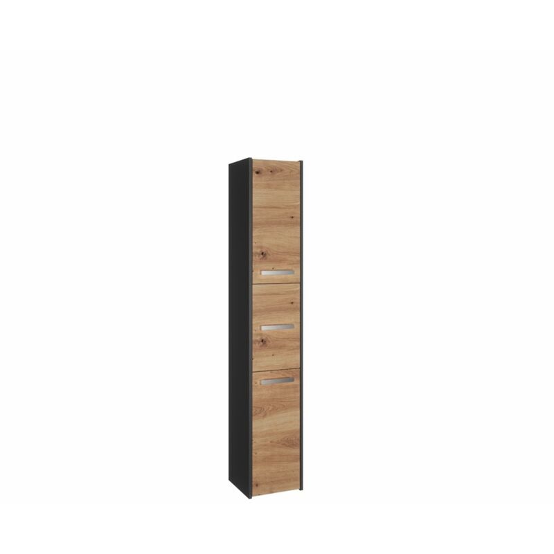 Colonne de salle de bain artisanale S33 anthracite – Dimensions 170x30x30 cm – Corps en panneaux de particules laminés – Poignées minimalistes