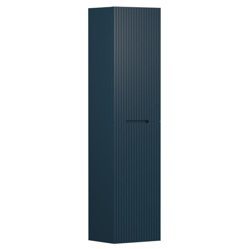 Vente-unique - Colonne de salle de bain suspendu - 140 cm - strié bleu - pavani