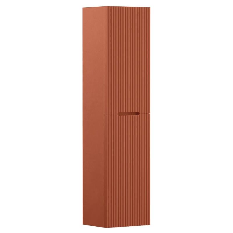 Vente-unique - Colonne de salle de bain suspendue - 140 cm - strié terracotta - pavani