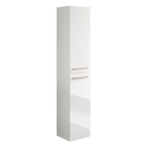 Colonne de salle de bain suspendue 2 portes couleur blanc de frêne | Blanc