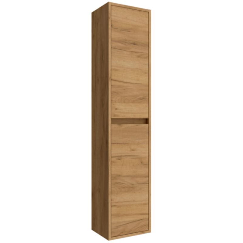 Colonne de salle de bain suspendue 30 x 140 cm Chêne africain avec deux portes - Nova
