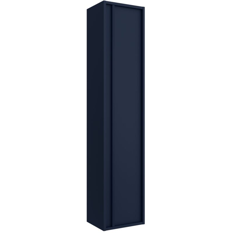 Abitare - Colonne de salle de bain suspendue 30x140 cm bleu satiné avec une porte - Astoria