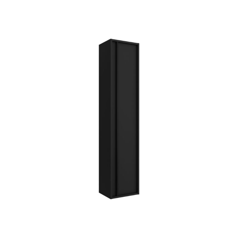 Colonne de salle de bain suspendue 30x140 cm noir satiné avec une porte - Astoria