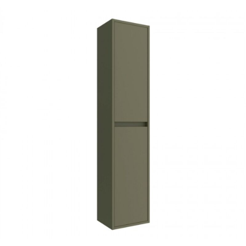 Colonne de salle de bain suspendue 30x140 cm vert satiné avec deux portes - Nova