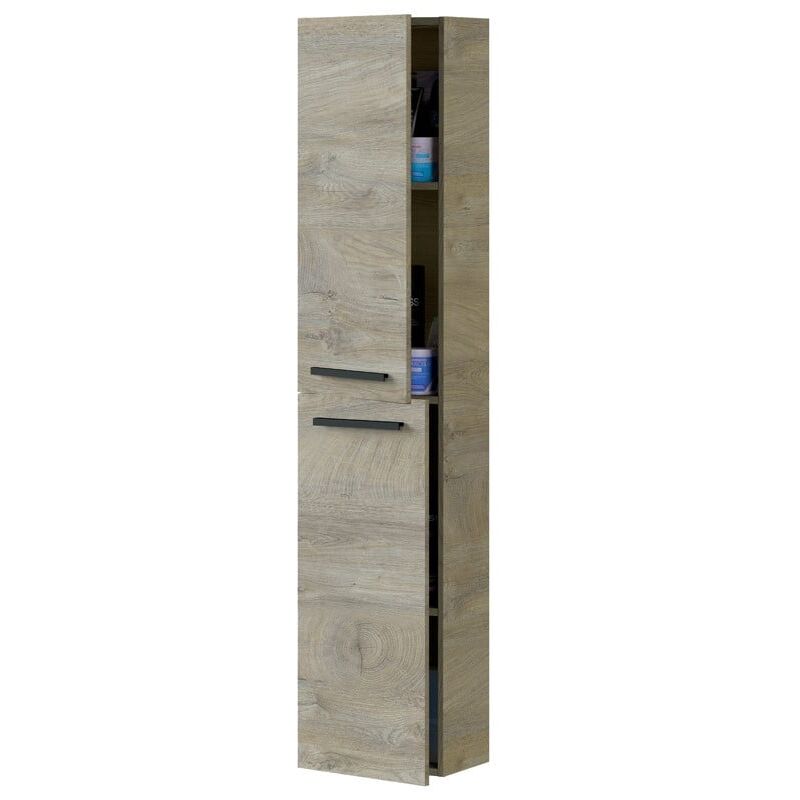 miroytengo - colonne de salle de bain athena 2 portes chêne alaska moderne industriel meubles de rangement pour toilettes 150x30x25 cm