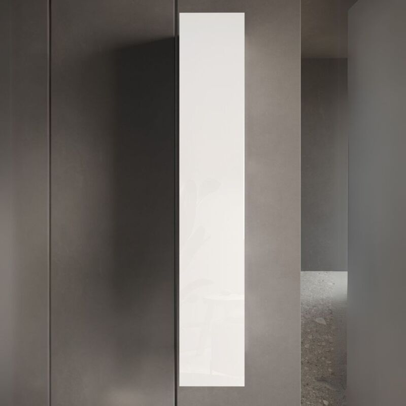 Toscohome - Colonne de salle de bain suspendue avec porte et étagères blanc brillant 25x138H cm - Allis