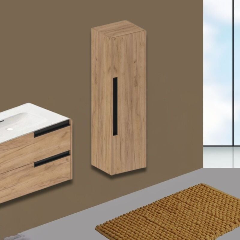 Colonne de salle de bain suspendue couleur chêne 35x30x120H cm - Former