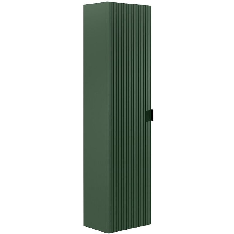 Colonne de salle de bain suspendue striée - Vert mat - H140 cm - ZEVINI