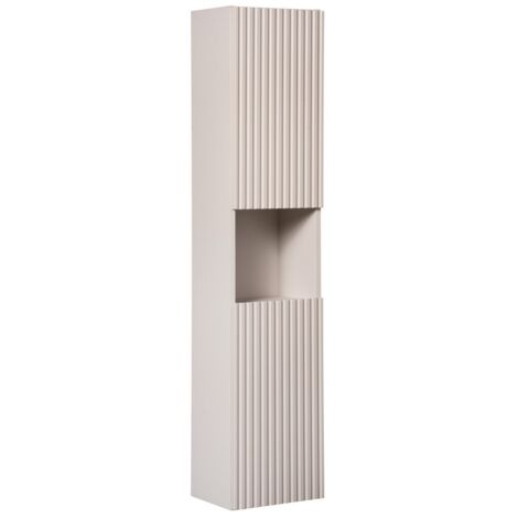 Colonne de salle de bain VANO – 2 portes + 1 niche – Marron congo – L30 × P25 × H140 cm – À suspendre