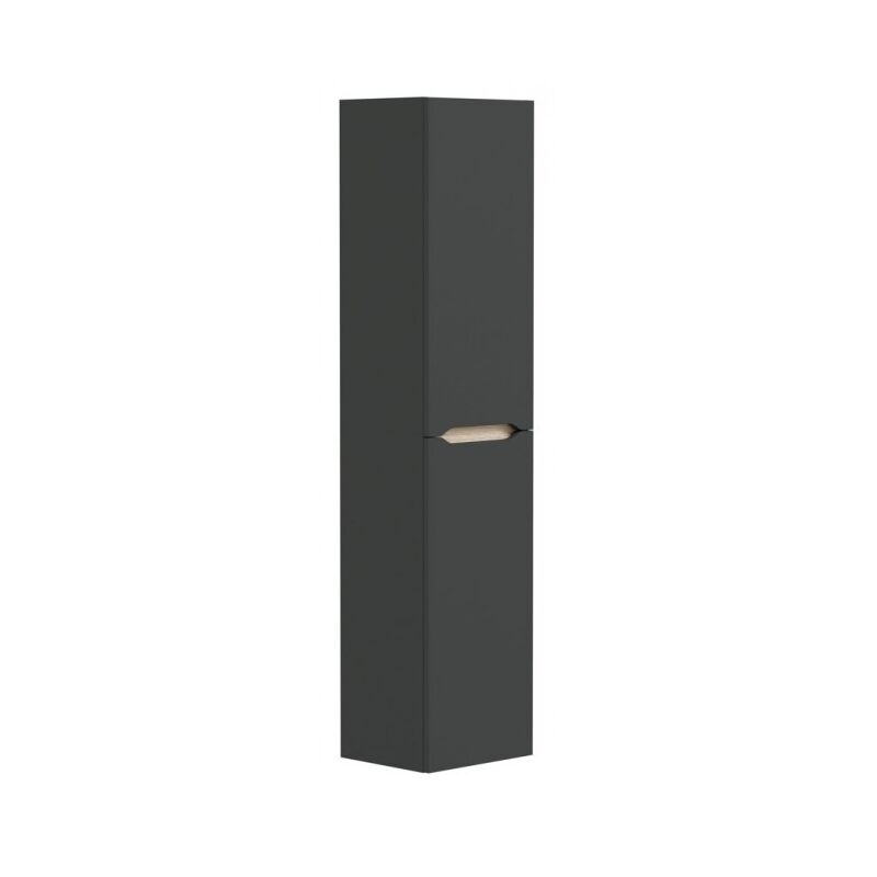 Abitare - Colonne de salle de bain suspendue 31x26x135 cm gris anthracite et chêne clair avec 2 portes - Arles