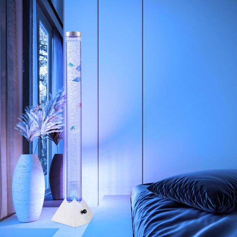 Colonne d'eau Lampadaire Colonne à bulles avec changement de couleur Lampe décorative LED Lampadaire, avec 5 poissons décoratifs, intensité des