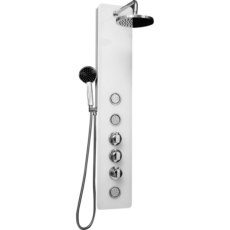 Colonne d'hydromassage thermostatique Belice en verre blanc modèle Belice
