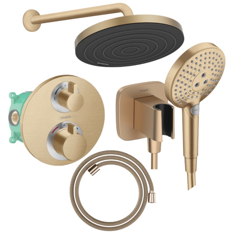 Hansgrohe - Colonne douche thermostatique Ecostat s Douche de tête Pulsify s Flexible Designflex Douchette Raindance Select s bronze