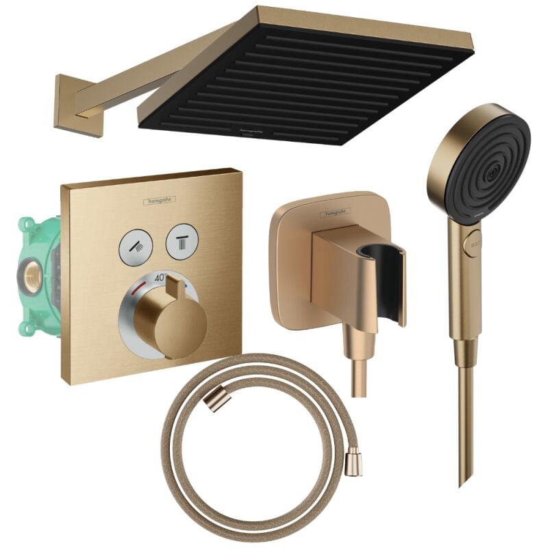 Hansgrohe - Colonne douche thermostatique ShowerSelect e Douche de tête Pulsify s Flexible Designflex Douchette Pulsify bronze