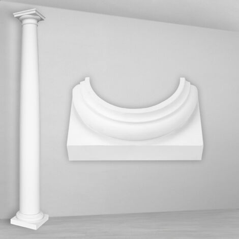 Colonne e mezze colonne rotonde lisce stucco 203mm selezione N3020: Semicircolare, Base
