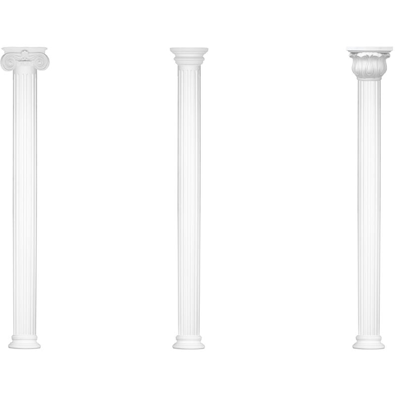 Colonne e mezze colonne rotonde scanalate stucco selezione 180mm N3318: Semicircolare, Capitale - Modello 3