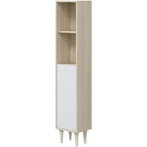 Colonne en panneaux de particules agglomérés mélaminés coloris chêne - Longueur 30 x Profondeur 25 x Hauteur 150 cm -PEGANE-