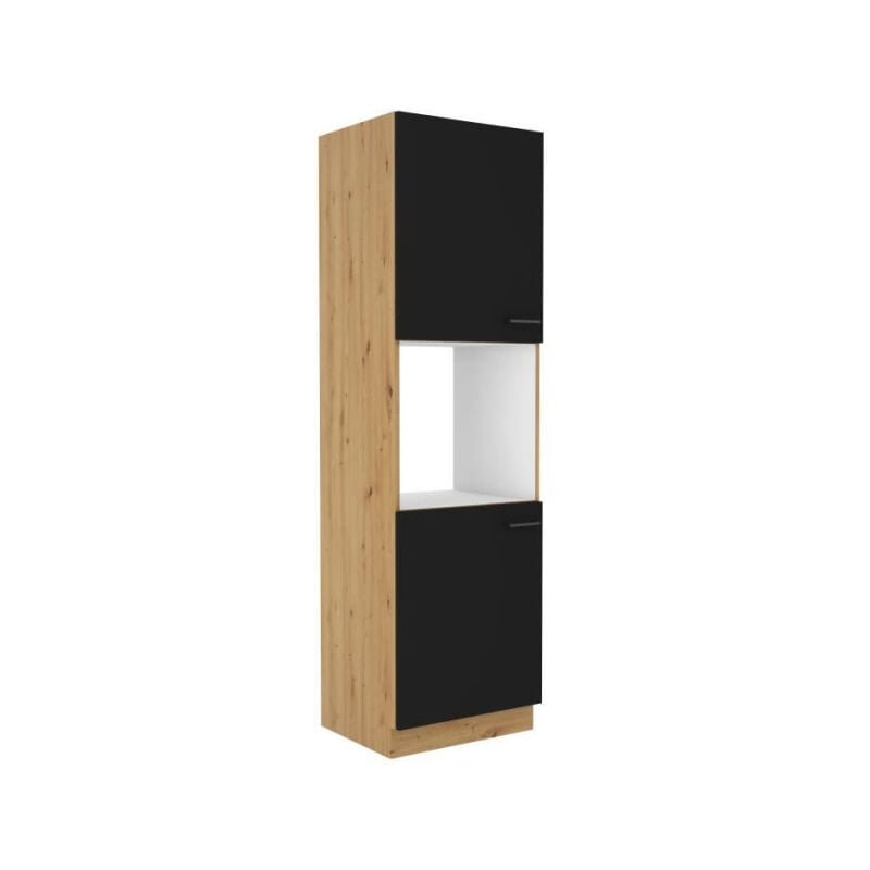 1000brico - modena - Colonne four - 2 portes - 60 x 57 x 210 cm - Chene artisan / Noir mat