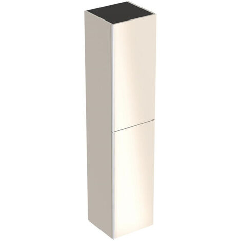 Colonne haute Geberit Acantoavec deux portes: Largeur 38cm, Hauteur 173cm, Profondeur 36cm, sable gris / laqué mat, sable gris / verre brillant