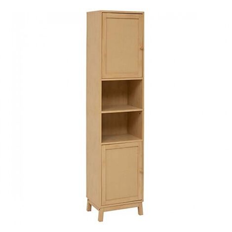 Colonne meuble de rangement avec 2 porte et 2 niches, coloris chêne - Longueur 40 x Profondeur 30 x Hauteur 168 cm