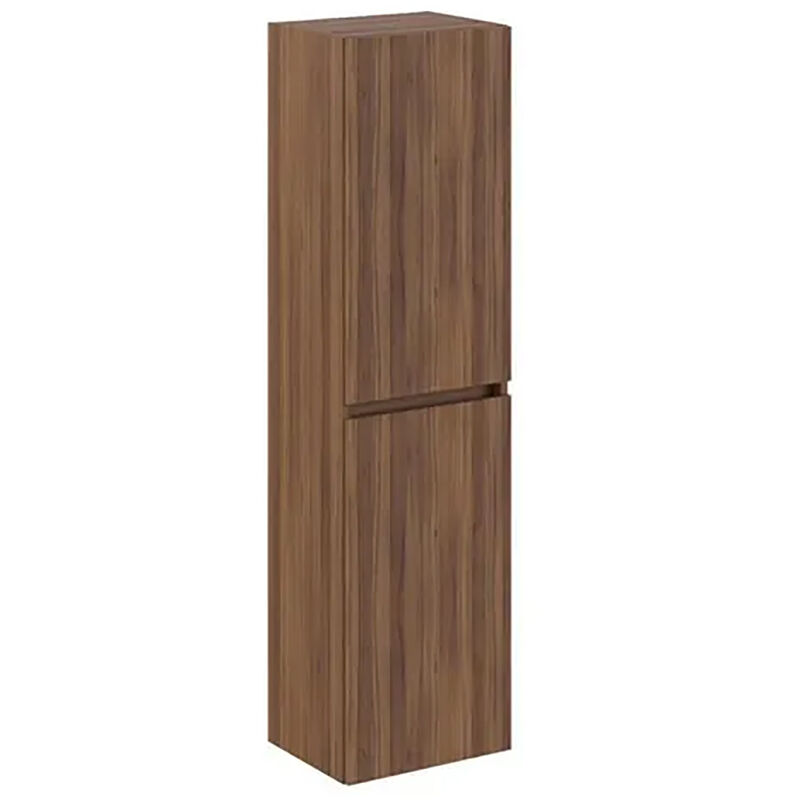 Colonne Meuble salle de bain en placage noyer naturel - Longueur 40 x Profondeur 31.6 x Hauteur 150 cm Pegane