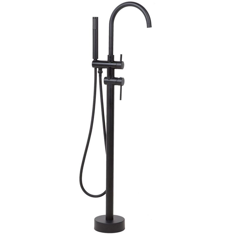 Robinet Mitigeur de Bain sur Pied en Inox Zinc et Laiton Noir Mat 116 cm Tugela