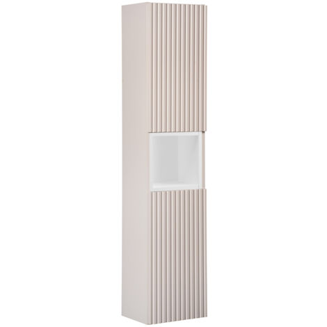 Colonne murale 2 portes 1 niche Riva Cachemire et Blanc