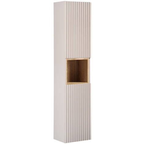 Colonne murale 2 portes 1 niche Riva Cachemire et Bois