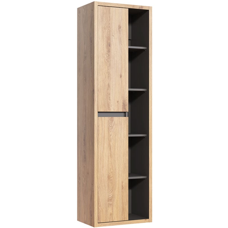 Petits-meubles - Colonne murale 2 portes Rigel Bois et Anthracite