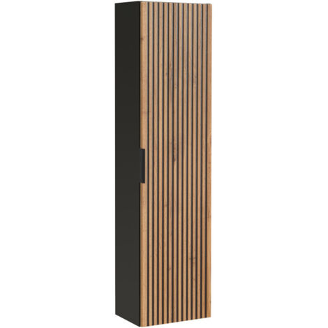 Colonne murale en bois - H 140 x l 35 x P 25 cm - Sylve Black Wotan - Livraison gratuite