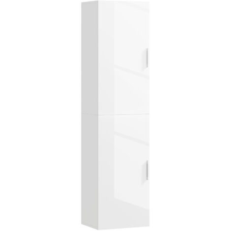 Colonne murale salle bain étagères réglables 2 portes mobilier moderne, 40x30x160 cm, blanc
