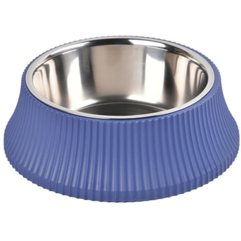 Colonne romaine bol pour animaux de compagnie anti-renversement détachable en acier inoxydable bol de nourriture bleu grand cercle