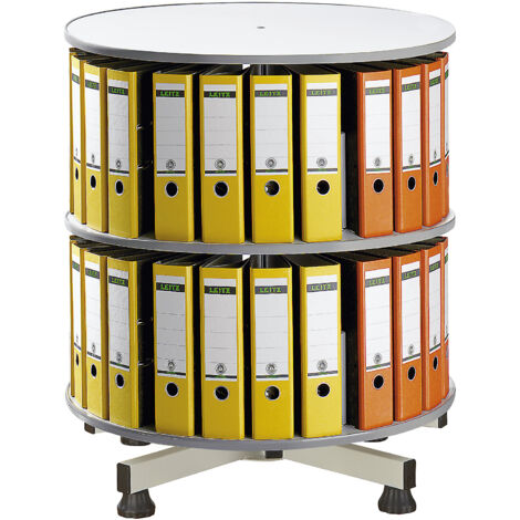 Colonne rotative Ø 800 mm – Hauteur 930 mm – 2 niveaux pour 48 classeurs A4 – Capacité 300 kg – Rotation silencieuse avec roulements à billes – Certeo