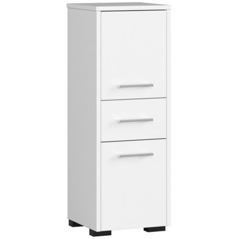 Colonne salle de bain, 2 portes, 1 tiroir, 85 × 30 × 30 cm, blanc mat