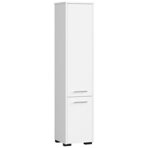 Colonne salle de bain, 2 portes, 140 × 30 × 30 cm, blanc mat