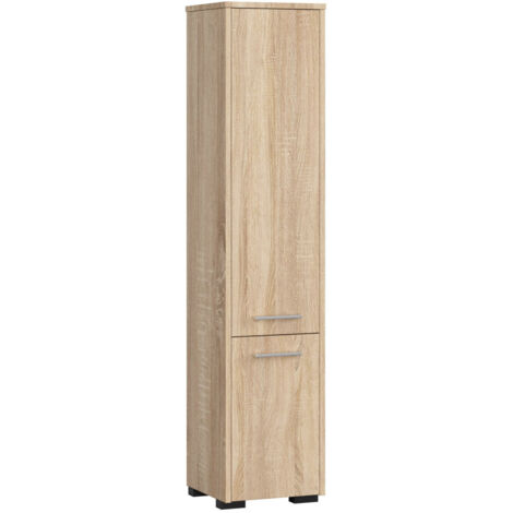 Colonne salle de bain, 2 portes, 140 × 30 × 30 cm, Chêne Sonoma