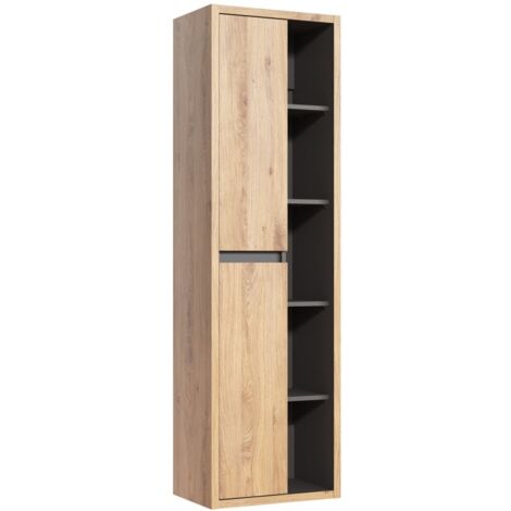 Colonne salle de bain MATT 170 cm – Chêne clair et gris anthracite – Design suspendu moderne