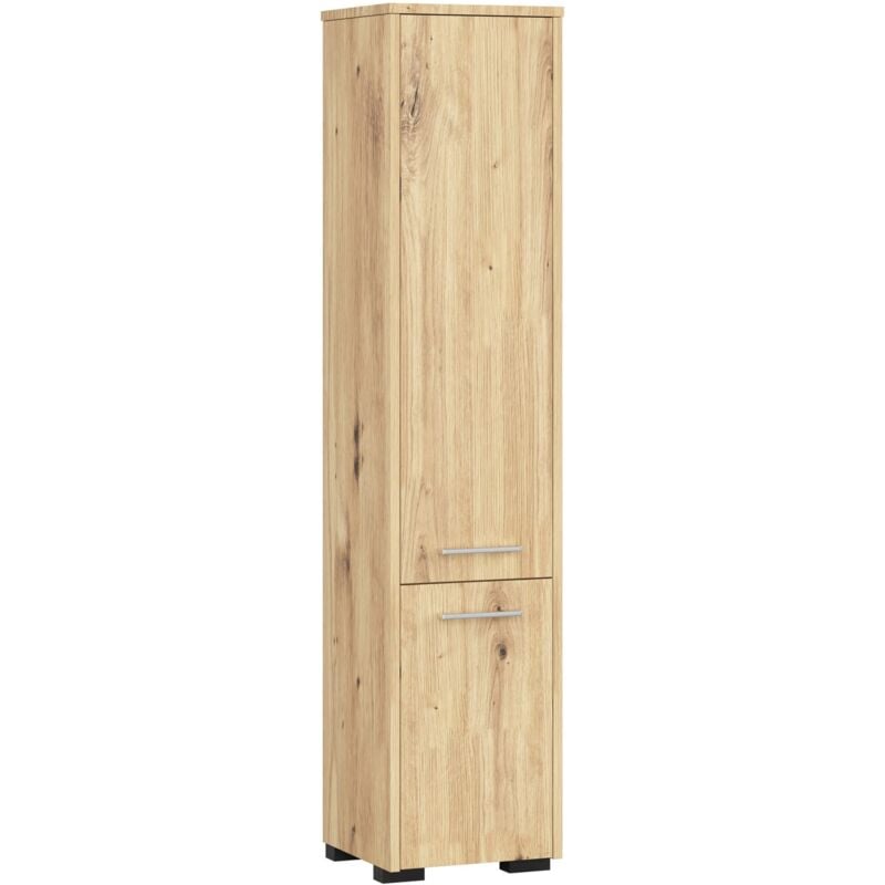 Colonne salle de bains Akord fin Chêne Artisan 30 cm 2 portes façade Chêne Artisan 5 étagères 30x30x140 cm