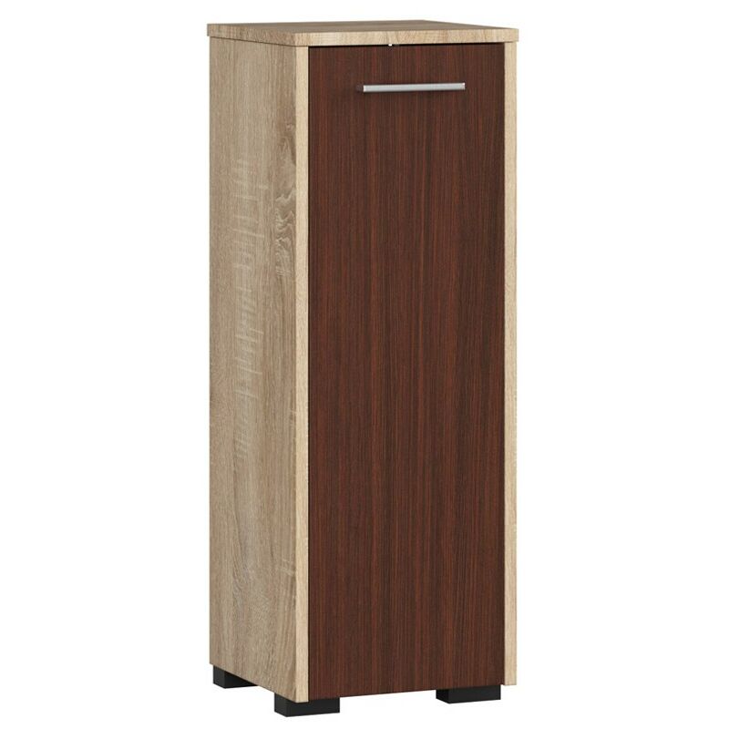Colonne salle de bains Akord fin Chêne Sonoma 30 cm 1 porte façade Wengé 2 étagères 30x30x85 cm