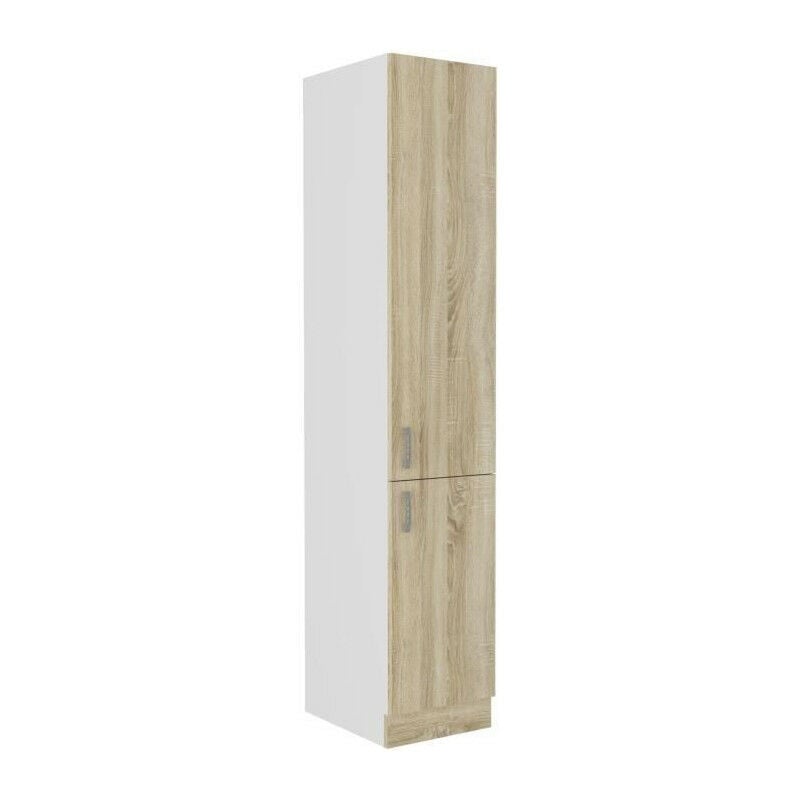 Colonne SARA - 2 portes - Décor chene sonoma - L40xP57xH210 cm - Fabriqué en Pologne