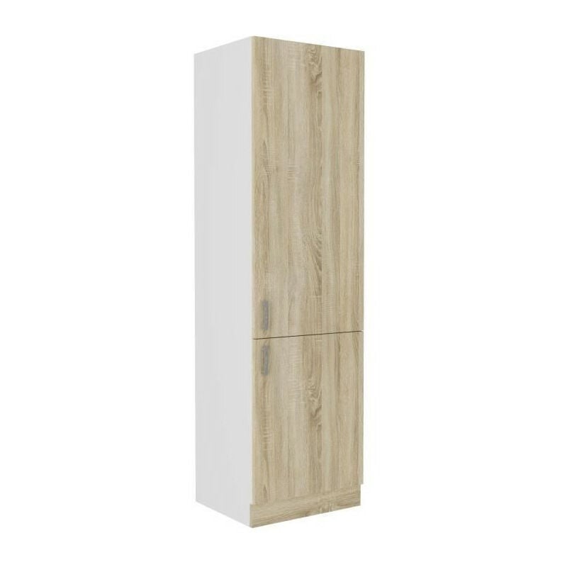 Colonne SARA - 2 portes - Décor chene sonoma - L60xP57xH210 cm - Fabriqué en Pologne