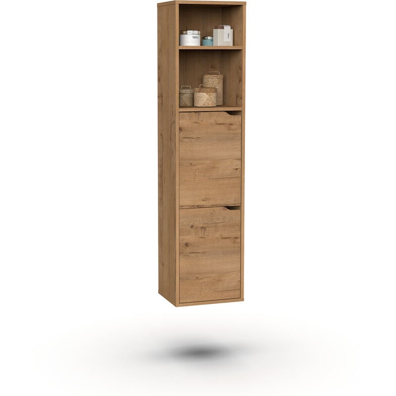 Colonne sdb coloris chêne doré - Hauteur 150 x Longueur 36 x Profondeur 30 cm Pegane