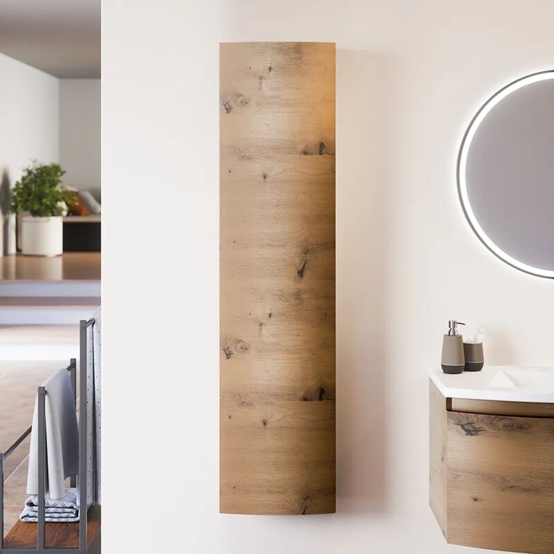 Colonne suspendue 136 cm Chêne doré avec porte et façade incurvée Mod. Lula