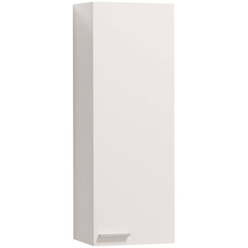Colonne de salle de bains Dmonald, Meuble colonne pour salle de bain avec 1 porte, Armoire murale suspendue avec 1 étagère, 30x25h85 cm, Blanc