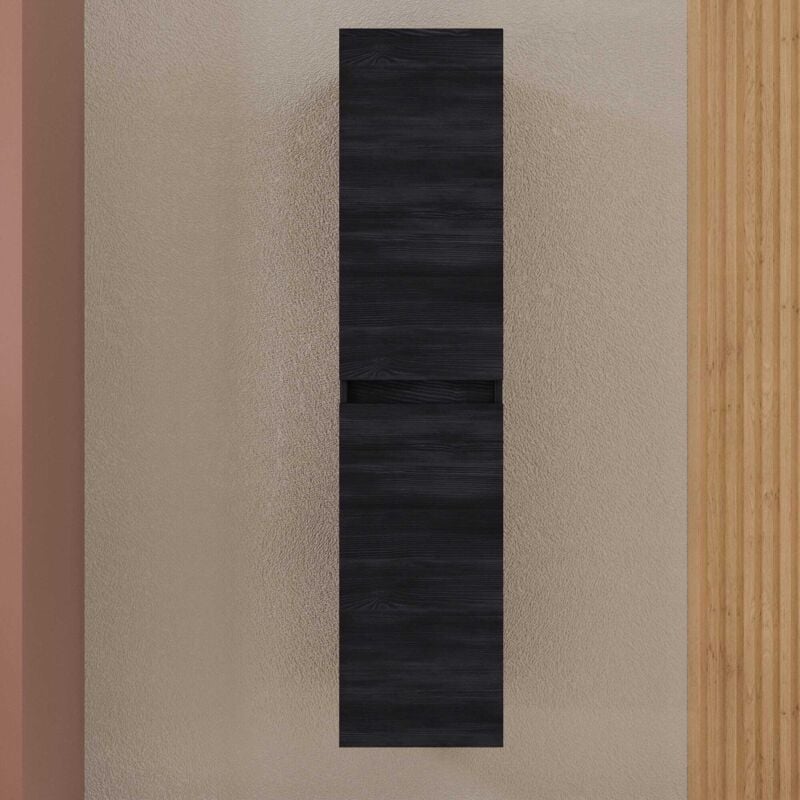 Kiamami Valentina - Colonne De Salle De Bains Suspendue 2 Portes Chêne Gris Foncé