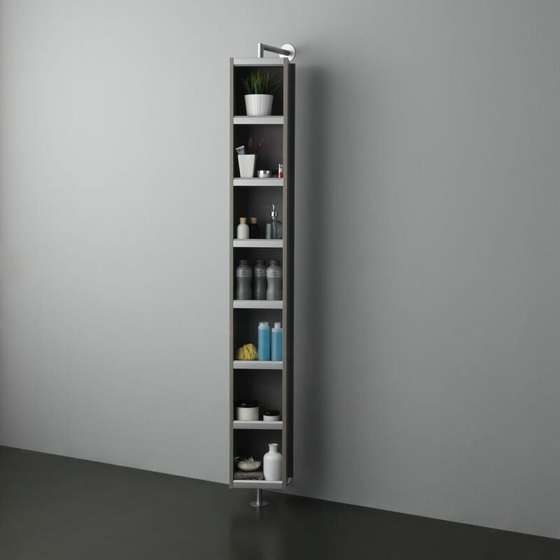Kiamami Valentina - Colonne Tournante Avec Miroir Et Compartiment Ouvert Couleur Gris